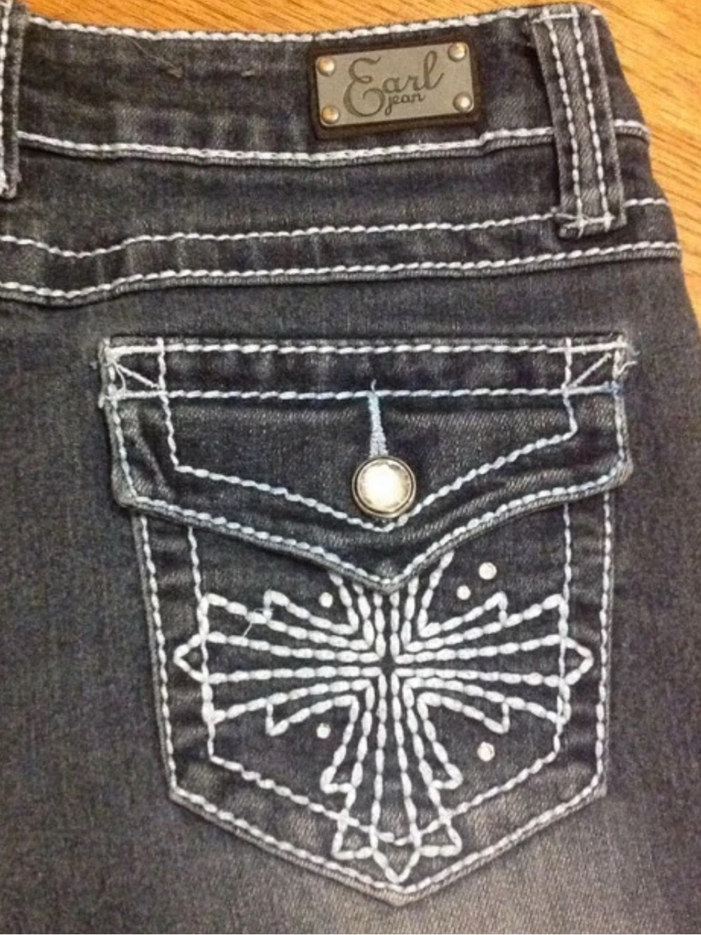 EARL Cross Women’s Denim Blue Jeans size 6P  30x28 #2